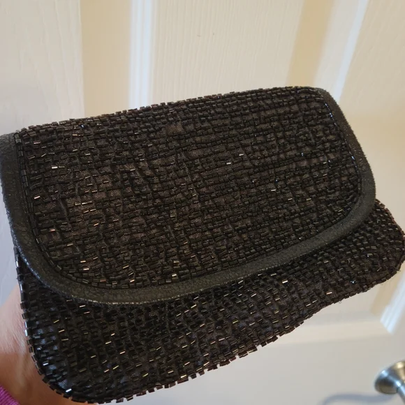 Beaded Black Clutch Small Bag ~ Contemporary & Vintage Vibe ~ Date Night ~ Fancy - Picture 5 of 16